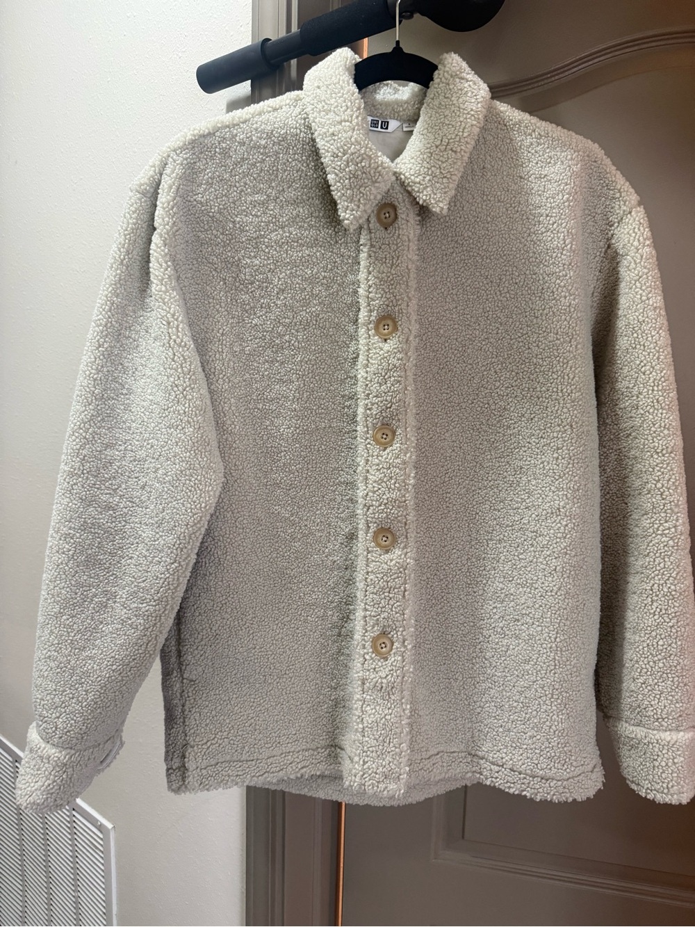 UNIQLO U Cream Sherpa Button-Up Jacket